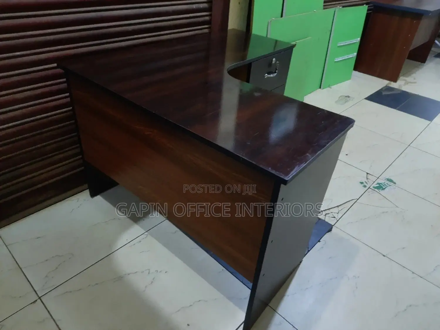 Brown L Shaped Table