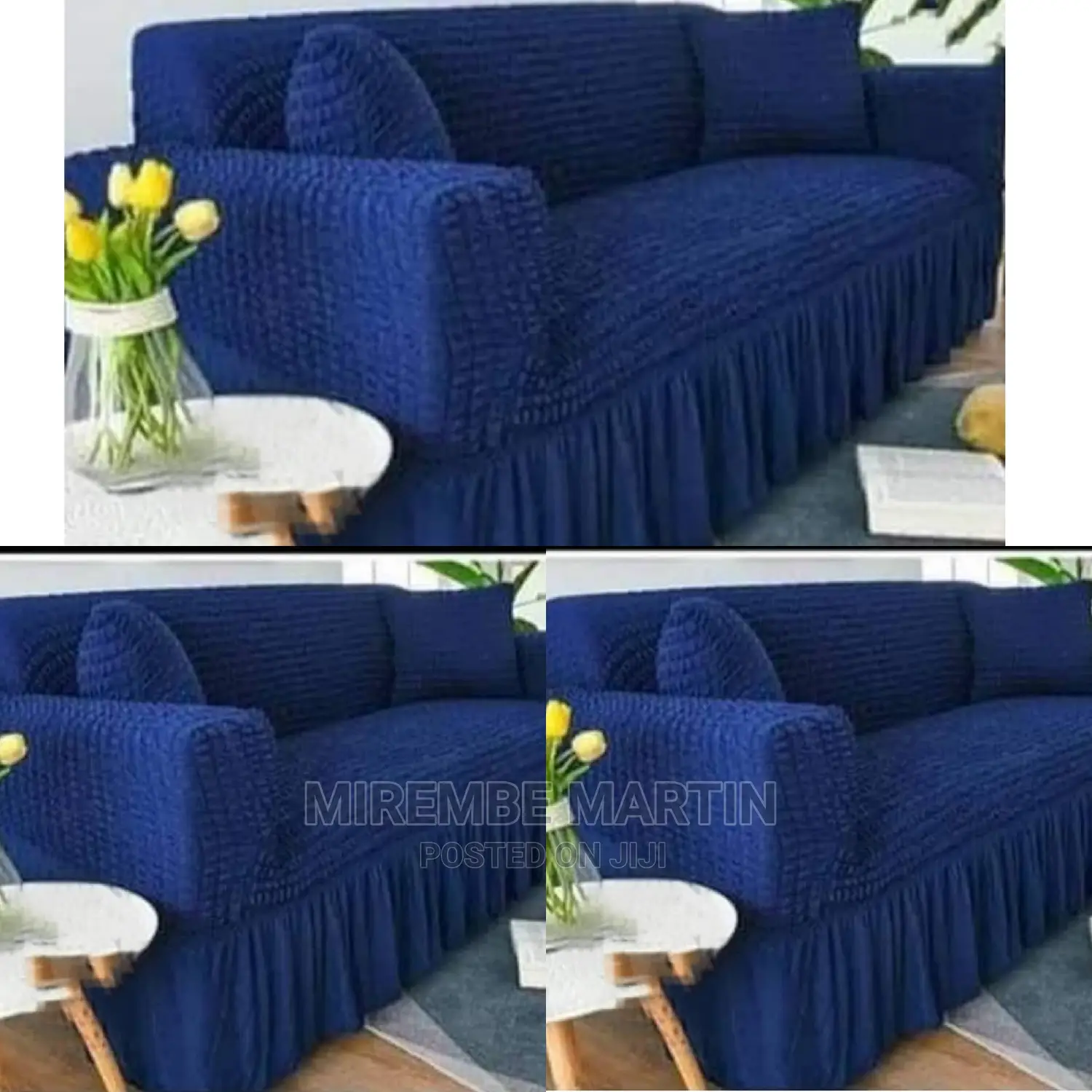 Blue Elastic Sofa Cover