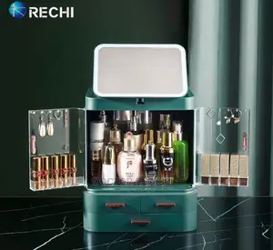 Makeup Storage Organizer With LED Mirror