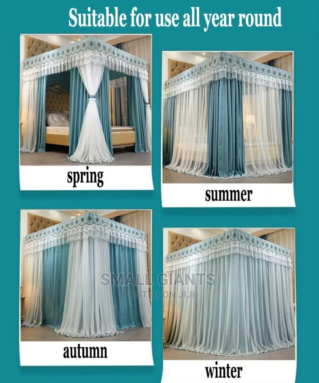 All-Round Wrapped Bed Canopy Mosquito Net With Bracket