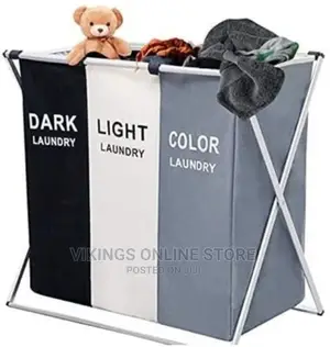3-Section Laundry Basket Bin Organizer- 137l- Multi-Colour.