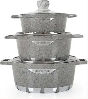Life Smile 3 Pieces of Non-Stick Serving/Saucepans/Cookware