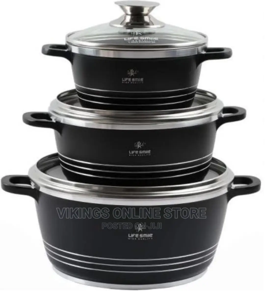 3 Pieces of Non-Stick Serving/Saucepans/Cookware- -Black