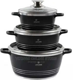3 Pieces of Non-Stick Serving/Saucepans/Cookware- -Black