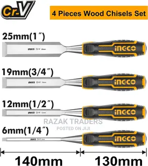 INGCO 4pcs Wood Chisel Set Woodworking 6/12/19/25mm
