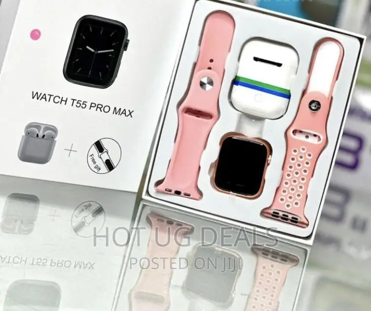2 In 1 Smart Watch With Airpods, Two Straps - Black
