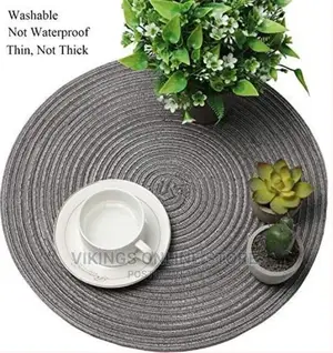6 Round Decorative Placemats Table Mats- Grey