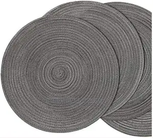 6 Round Decorative Placemats Table Mats- Grey