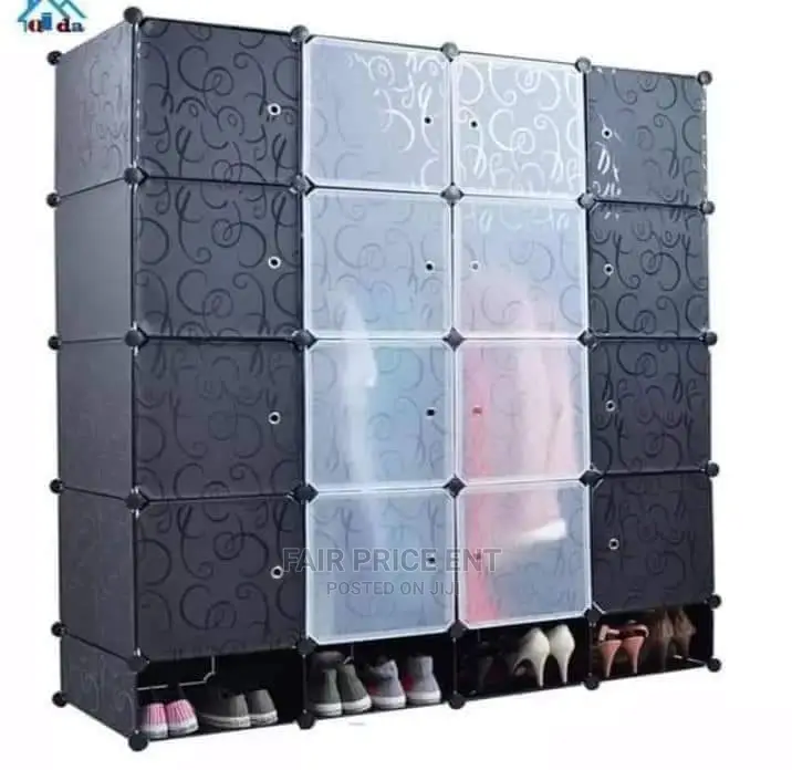 4 Coloums Plastic Closet.( Black)