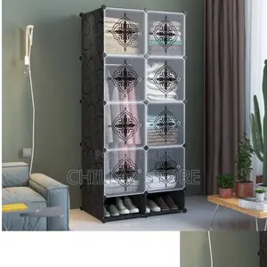 2 Columns Plastic Transparent Wardrobe.