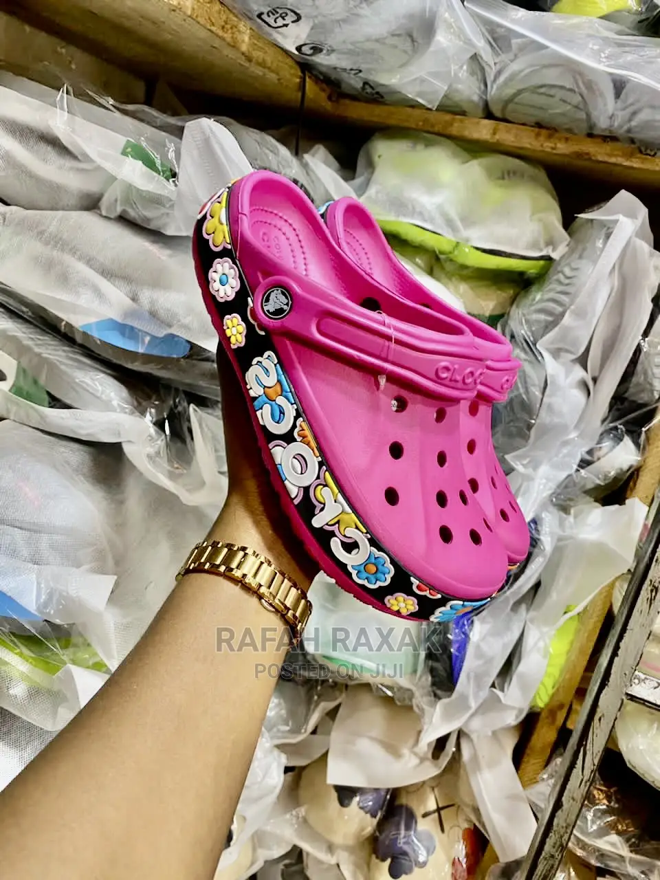 Ladies Original Pink Rubber Crocs