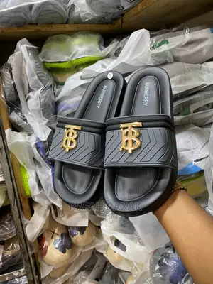 Men’S Original Grey Burberry Rubber Push in Sandals