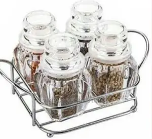 4 Piece Spice, Salt, Pepper Shaker Rack Organizer – Clear.