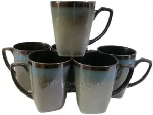 6 Pieces of Coffee Tea Cups Mugs – Dirty Blue