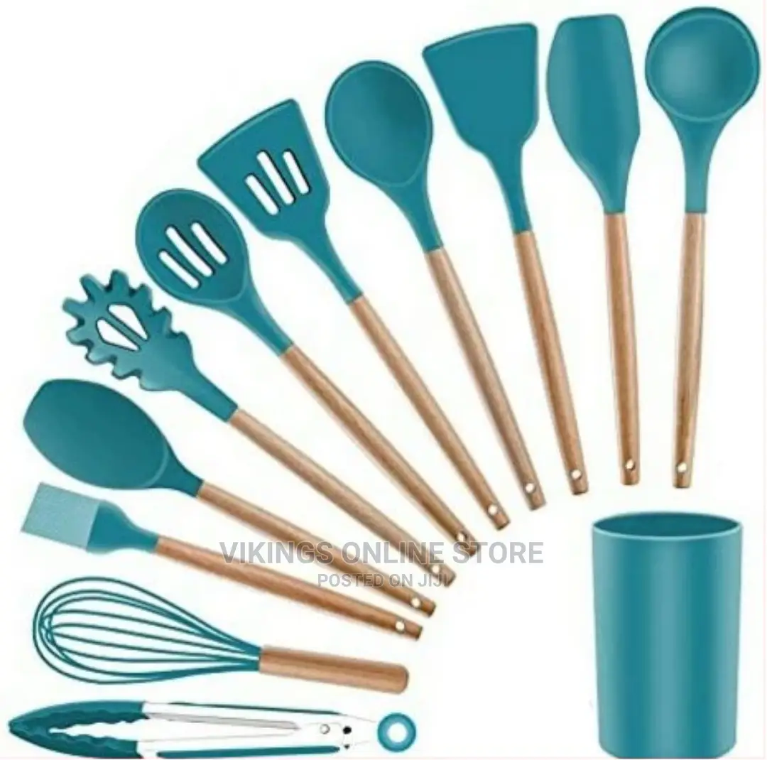 12 Piece Silicone Cooking Utensils Serving Spoons Set,