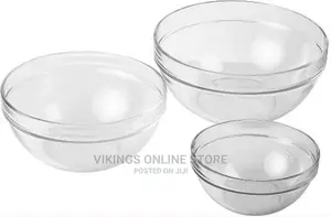 3 Piece Oven Mixing Bowl Glass Set, 1.0l/2.0l,/3l Colorless