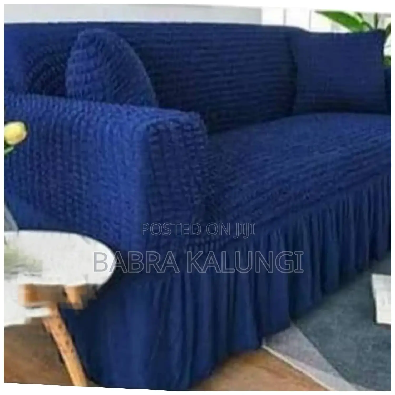 Blue Elastic Sofa Cover