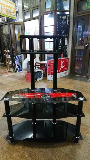 204 TV Stand With Wall Mount. Made Out of Glass and Steel.