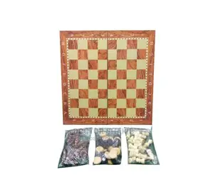 3 in 1 Foldable Wooden Draft, Chess and Backgammon
