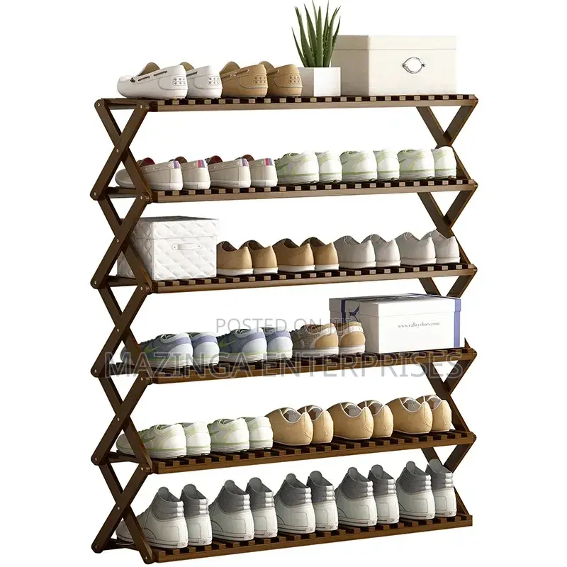 5layers Bamboo Plastic Shoe Rack