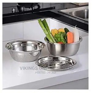 3 In1 Colander Basin, Grater Strainer Rice Drain Basket