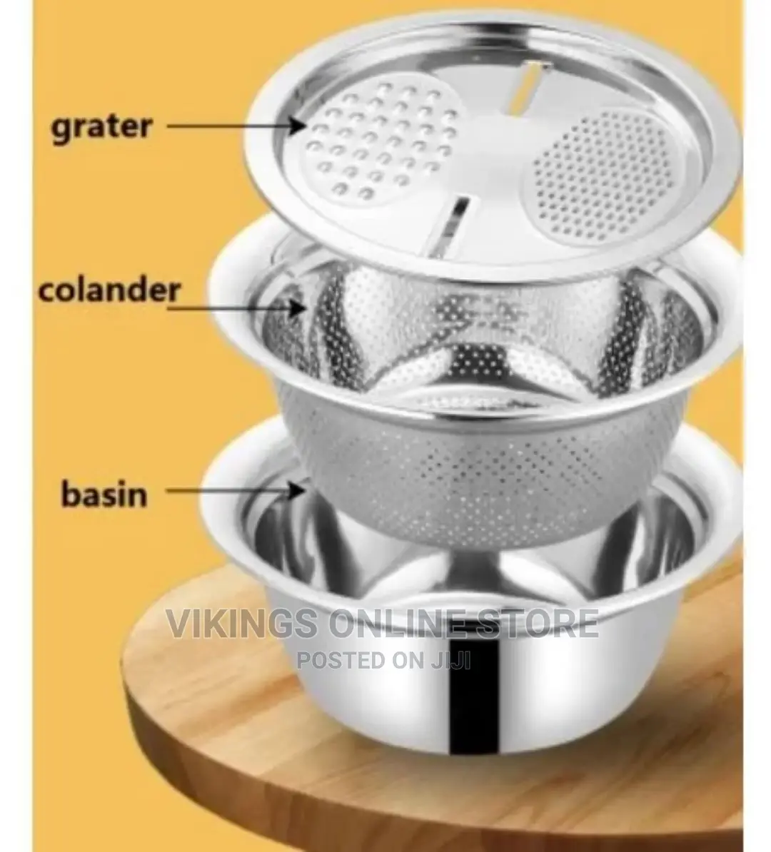 3 In1 Colander Basin, Grater Strainer Rice Drain Basket