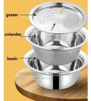 3 In1 Colander Basin, Grater Strainer Rice Drain Basket