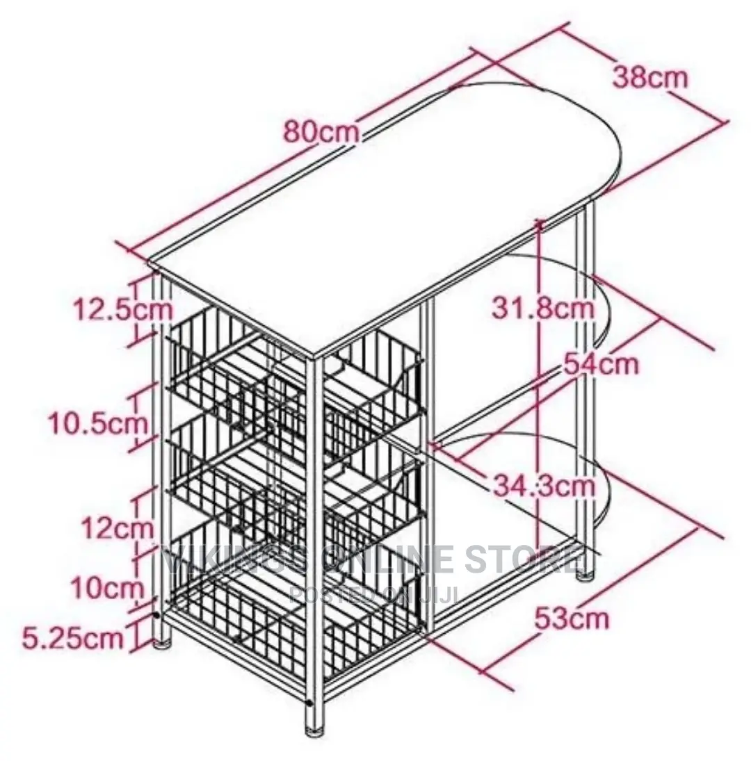 Microwave Oven Stand Storage Organizer 3 Basket Rack