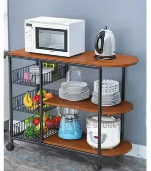 Microwave Oven Stand Storage Organizer 3 Basket Rack