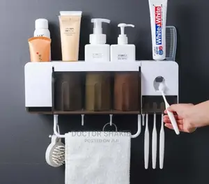 Punch Free Super Bathroom Too Toothbrush Holder Storage Rack