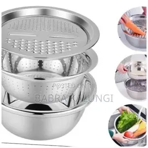 3 in 1 Colander Basin,Grate Strainer Rice Drain Basket