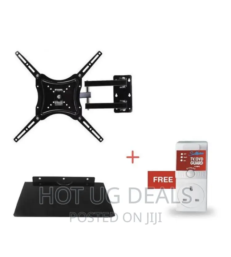 Pack of TV Mount 14" to 55"+dvd/ Decoder Mount+Free TV Guard
