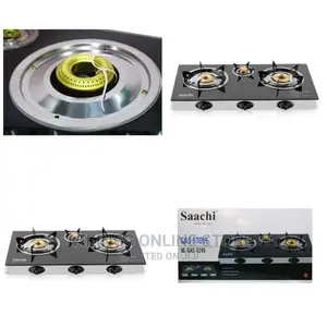 Saachi Glass Top 3 Burner Gas Stove – Black, NL-GAS-5249
