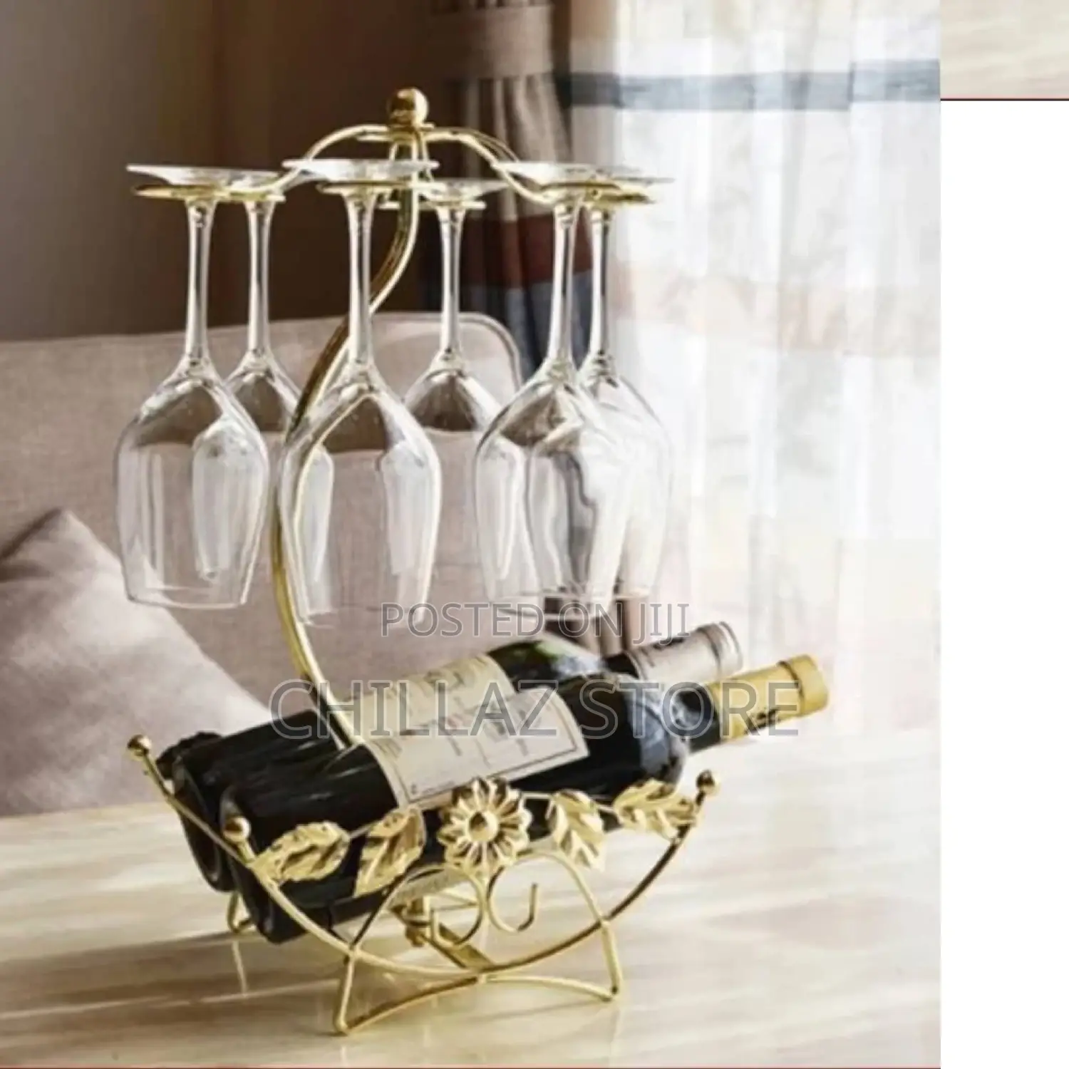 New Metal Wine, Bottle and Glass Holder Rack.