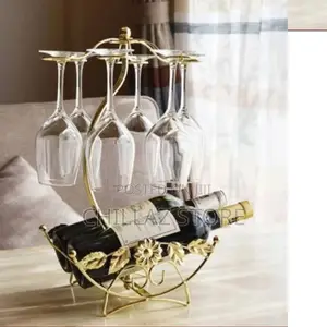 New Metal Wine, Bottle and Glass Holder Rack.