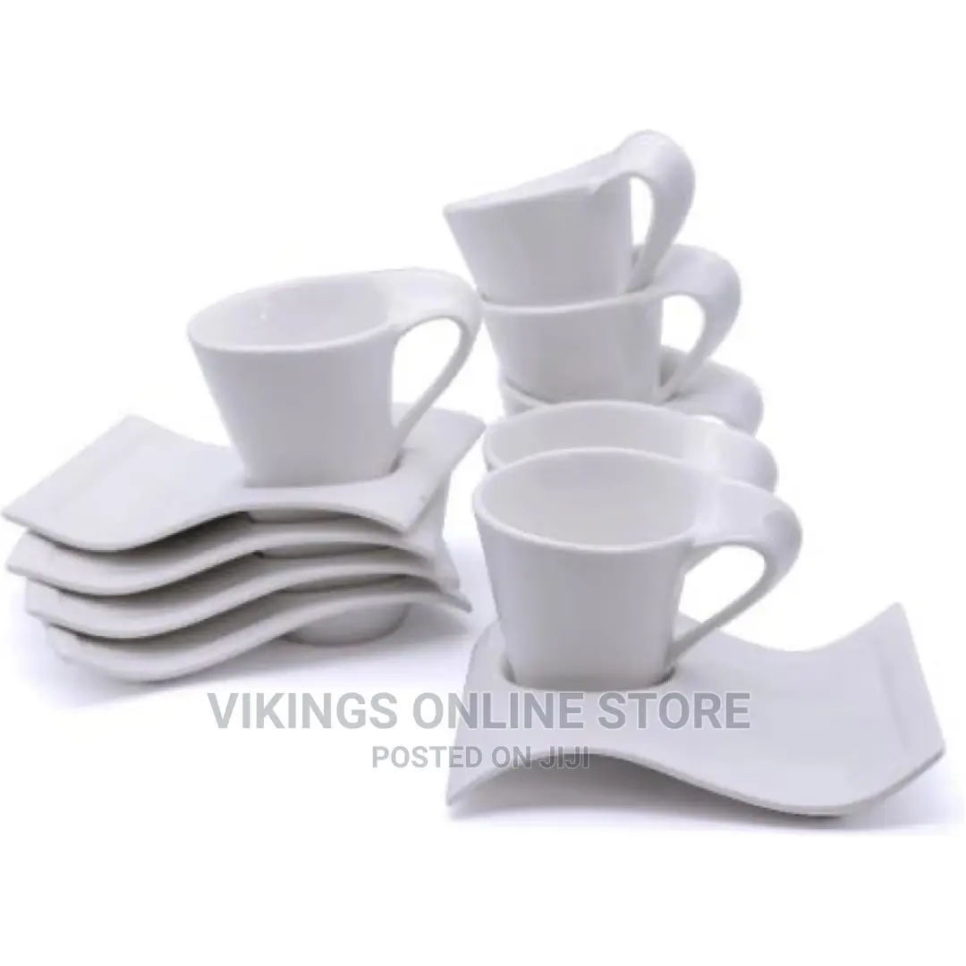 6 Cups and 6 Saucers – White