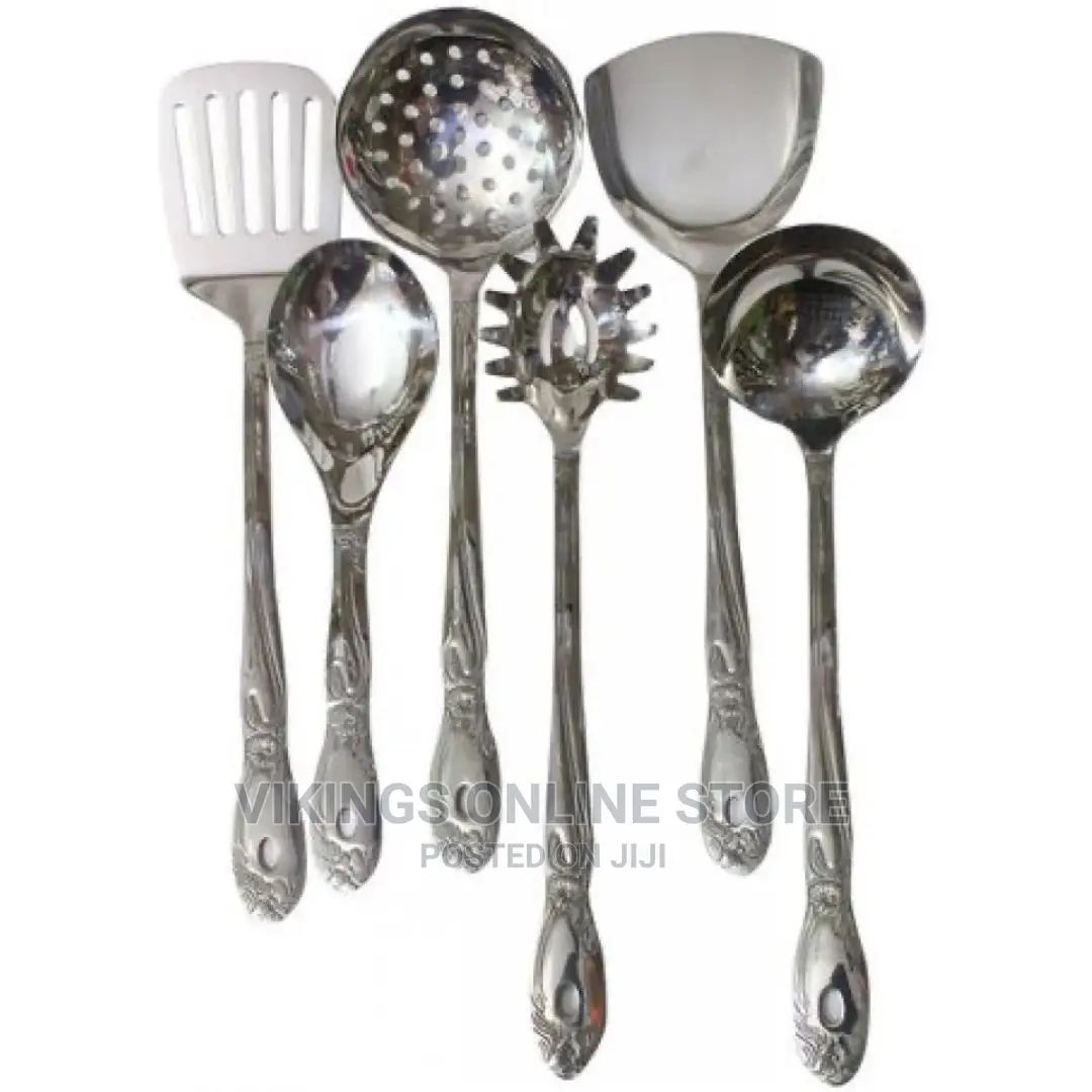 7 Piece Kitchen Tool Cooking Utensils/Serving Spoons-Silver