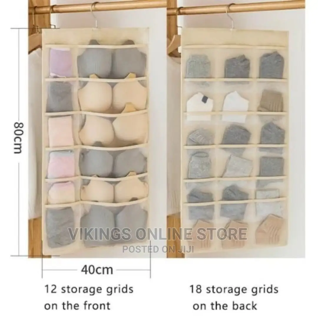 Double Sided 24 Pockets Socks,Bra,Underwear Bag Organizer