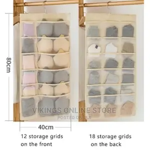 Double Sided 24 Pockets Socks,Bra,Underwear Bag Organizer