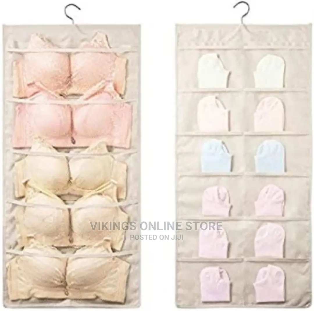 Double Sided 24 Pockets Socks,Bra,Underwear Bag Organizer