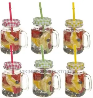 6 Pieces of Juice Glass Mason Jars Cup Mugs- Colorless