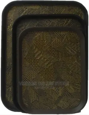 3 Piece Non Slide Rubber Serving Trays-Black.