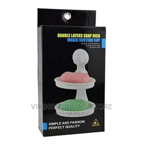 Double Layer Soap Dish Magic Suction Cup, White