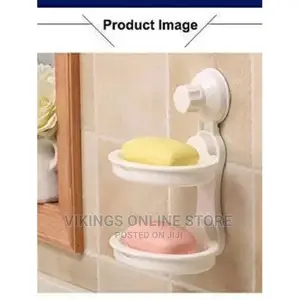Double Layer Soap Dish Magic Suction Cup, White