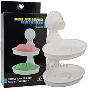 Double Layer Soap Dish Magic Suction Cup, White