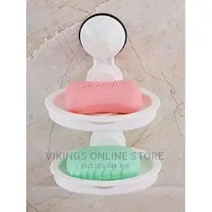Double Layer Soap Dish Magic Suction Cup, White
