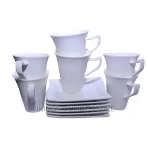 6 Pieces of Cups and 6 Saucers -White.