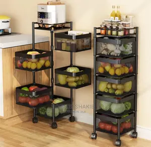 4 Layer Kitchen Storage Rotating Trolley