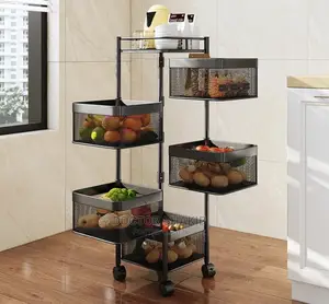 4 Layer Kitchen Storage Rotating Trolley