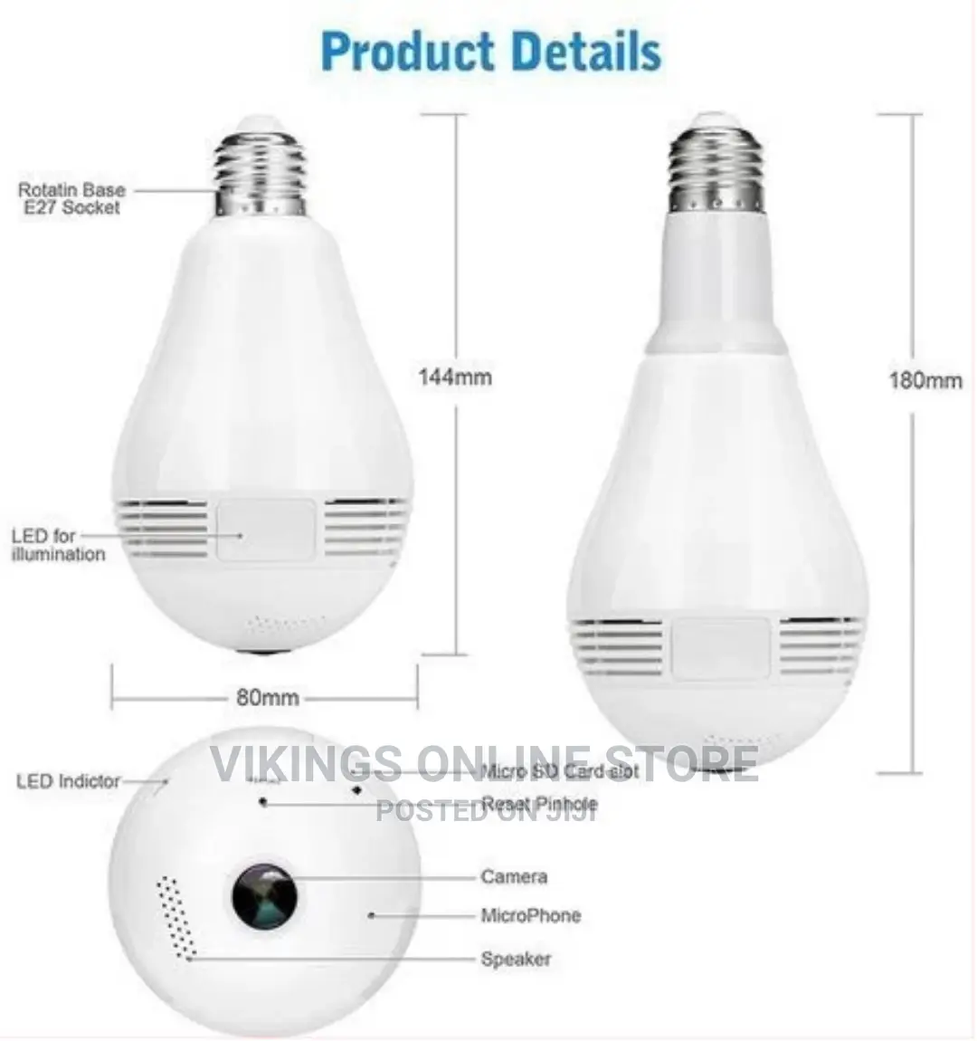 360 Degree Wireless IP Camera Bulb Light Wifi Camera